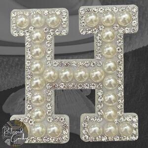 Letter H White Faux Pearl Iron On Patch